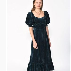 Adelyn Rae Kiani Textured Velvet Puff Sleeve Midi Dress